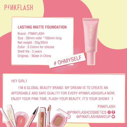 PINKFLASH Makeup Foundation Full Concealer Smooth Oil Control Matte Base Cosmetics Natural Make Up Look Face Foundation