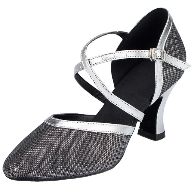 New Latin Shoes Tango Salsa Ballroom Party Women's High Heels Champagne Black Silver Wedding Women's Shoes Summer Sandals