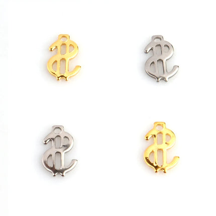 20pcs Stainless Steel Bulk Charms For Jewelry Making Us Dollar Sign Pendant Bracelet Necklace Diy Handmade Accessories Wholesale