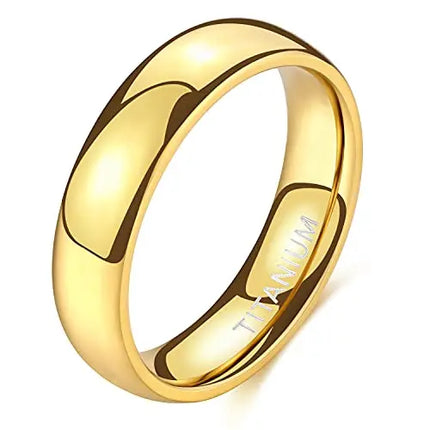 TIGRADE 2mm 4mm 6mm Titanium Ring Men Women 14K Gold Plated Dome High Polished Wedding Band Unisex Comfort Fit Size 3-13.5