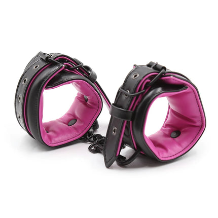 Sex Toys Couple Leather Bdsm Bondage Suit 3pcs Restraint Collar Ankle Sleeve Handcuffs for Sex Bondage Suit Adult Female