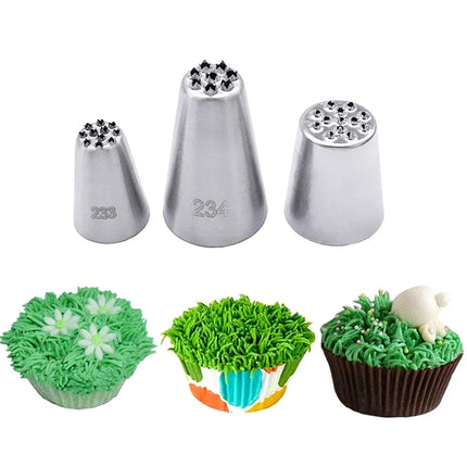 1/3 Pcs Stainless Steel Cream Decoration Mouth Small Grass Shape Cream Nozzle Baking Tools Grass Cream Icing Nozzles Pastry Tool