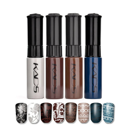 KADS 5/4 Pcs Stamping Varnish Set Nail Stamping Polish Kit Black Nail Art Polish Manicure Stamping Lacquer for Template Nails