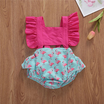 2021 Summer Newborn Baby Girls Rompers Flamingo pineapple Print Sleeveless Backless Jumpsuits 0-24M Baby Clothing