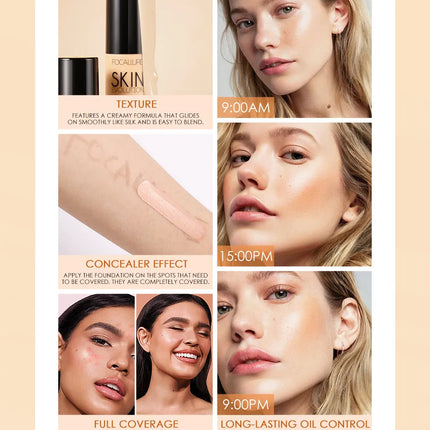 Focallure Base Face Liquid Foundation Cream Full Coverage Concealer Oil-control Moisturizing Foundation Cream Makeup For Women