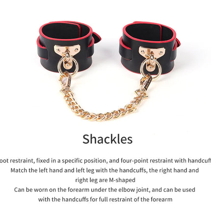 Luxury Genuine leather BDSM Kits Bed Bondage Set Restraint Handcuffs Collar Gag Erotic Sex Toys For Women Couples Adult Games