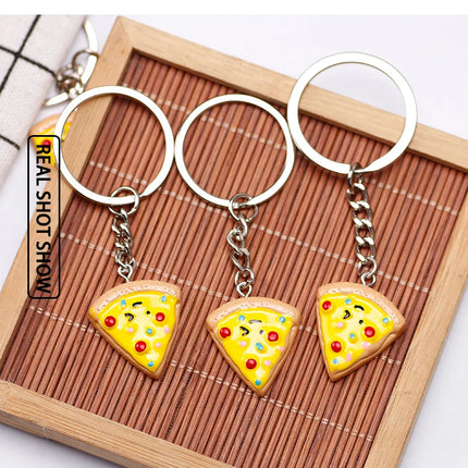 Unisex 6-piece Keychain Cute Pizza Alloy Pendant Can Be Used For Backpack Car Key Accessories Key Chain Jewelry Gifts