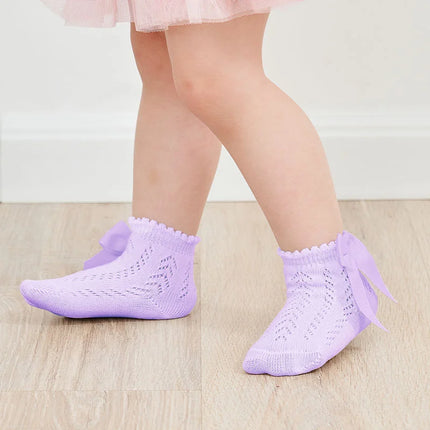 Lawadka Summer Mesh Newborn Baby Girls Socks Fashion Bow Thin Socks for Girls Infant Clothes Accessories White Red Color 0-5Year