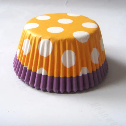 100X plain Solid color Paper Cupcake Liners White Purple Navy Blue Brown Green Yellow Red Polka Dot muffin baking Cup cake mold