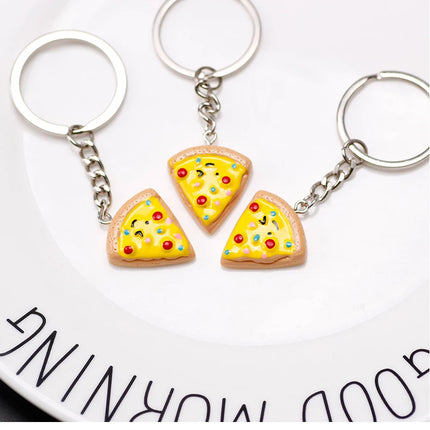 Unisex 6-piece Keychain Cute Pizza Alloy Pendant Can Be Used For Backpack Car Key Accessories Key Chain Jewelry Gifts