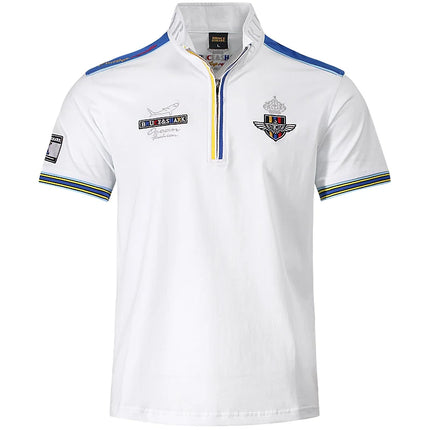 Summer New Stetch Men's Short Polo Shirt Bruce&Shark Casual Thin Straight White Man Top Breathable Skin-friendly Lapel Polo Big