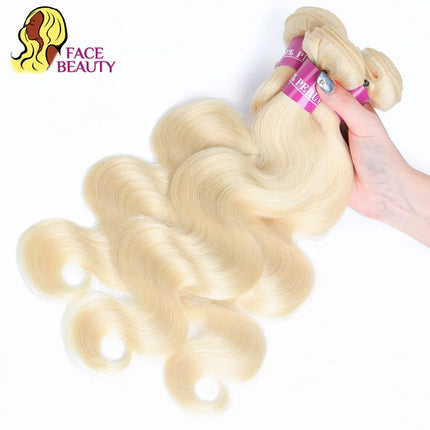 Facebeauty Color 613 Blonde Hair Weave 1/3/4 Bundles Peruvian Body Wave Remy Hair Bundle 8 To 30 inch Human Hair Weft Can Be Dye