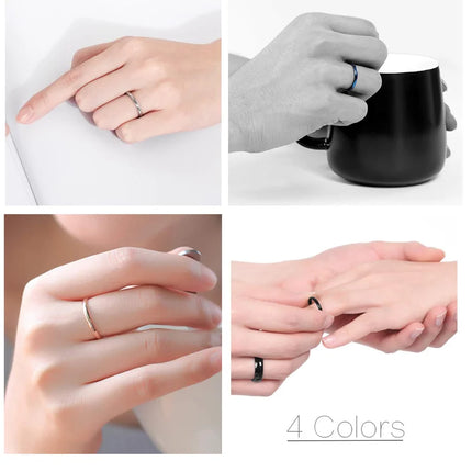Tigrade 2mm Thin Titanium Ring Women Rose Gold Color Polished Simple Slim Rings for Man Female anel Wedding Engagement Band