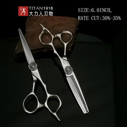 TITAN Professional Hairdresser Scissors Barber Scissors Hair Cutting Thinning Set of 5.5/6.0/6.5/7.0 Inch Japan 440C Steel