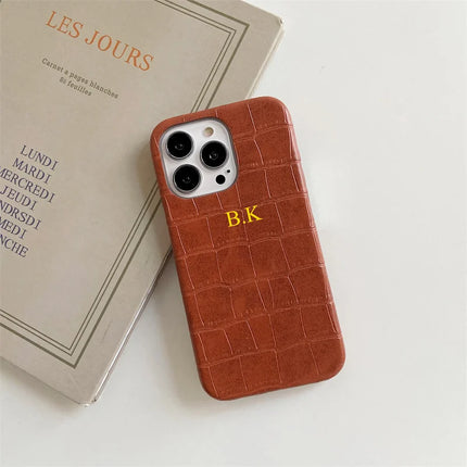 Personalise Customization Name Leather Case For iPhone 15 14 13 12 11 Pro XS Max X XR 6 7 8 Plus SE 2 Luxury Crocodile Cover