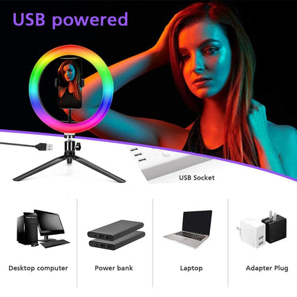 Led Lights Ring Lamp RGB With Tripod Round Ring Light Fancy Lighting Photography Photo Studio Selfie For Phone Video
