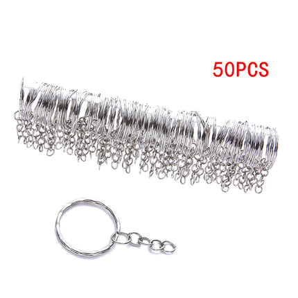 Silver Plated Metal Blank Keyring Keychain Charms Split Ring Keyfob Key Holder Link Rings Women Men DIY Key Chains Accessories