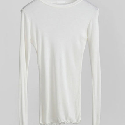 High Quality Plain T Shirt Women  Elastic Basic T-shirts Female Casual Tops Long Sleeve Sexy Thin T-shirt see through