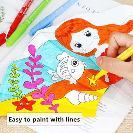 Painting Summer Fan DIY Toys For Children Cartoon Animal Color Graffiti Origami Fan Art Craft Toy Creative Drawing Kids