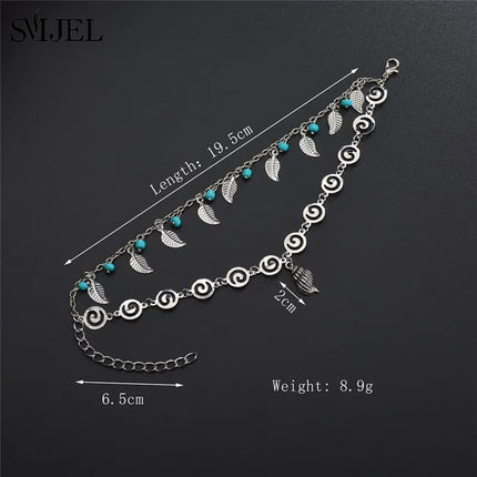 SMJEL Bohemian Shell Anklets for Women Handmade Woven Natural Shell Foot Jewelry Summer Beach Barefoot Bracelet ankle on Leg