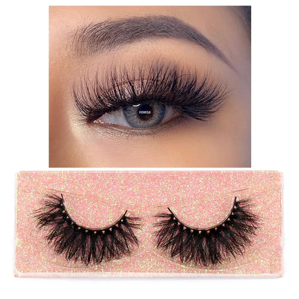 FOXESJI False Eyelashes 3D Mink Eye Lashes Strip Fluffy Dramatic Thick Cross Mink Eyelashes Soft Wispy Fake Eyelashes Extension