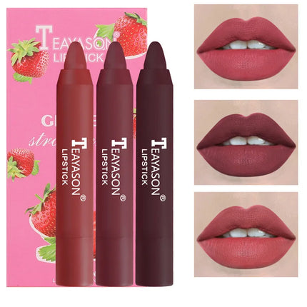 3pcs/set Velvet Matte Lipsticks Set Long Lasting Waterproof Sexy Red Nude Lip Stick Tint Pen Natural Makeup Beauty Cosmetic