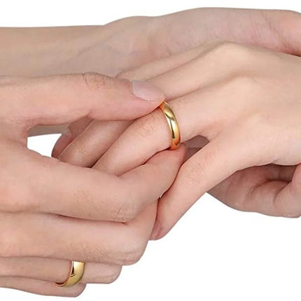 TIGRADE 2mm 4mm 6mm Titanium Ring Men Women 14K Gold Plated Dome High Polished Wedding Band Unisex Comfort Fit Size 3-13.5