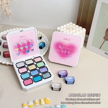12 Colors Set No-wash Embossed Texture UV Gel Glitter Nail Art Paint Chrome Nail Art Colored Gel Paint