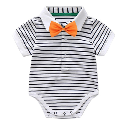 Newborn Boys Bodysuit with Bow Tie Cotton Baby Romper Soft Cartoon Animal Print Formal Short Sleeve Children Top Costume