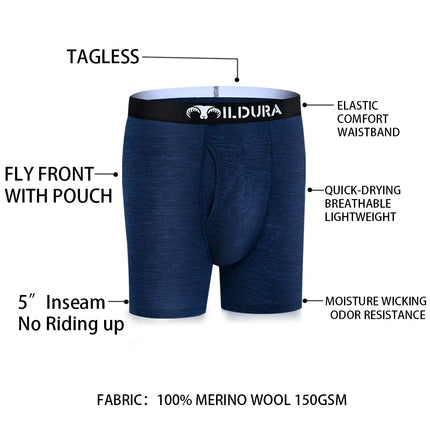 100% Merino Wool Boxer Briefs Men Merino Underwear Base Layer Merino Boxer Brief Underpants Soft Moisture Breathable Asian Size