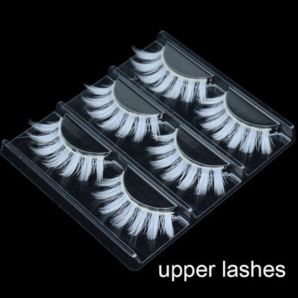3 Pairs White Eyelashe  Fluffy Lace Colored False Lashes Vegan Silk Eye Lashes for Doll Cosplay Party Halloween Makeup