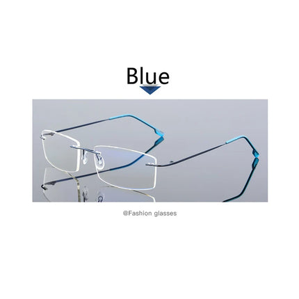 Ultralight Coating Frameless Myopia Glasses -1.0 -1.5 -2.0 To -5.0, Rimless Super Light Stainless Steel Hyperopia +1.0 +2.0 +4.0