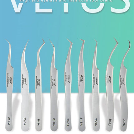 VETUS Original 32-SA Tweezers Hyperfine High Precision Non-magnetic Anti-acid Pincers Eyelash Grafting Manicure ESD Forceps