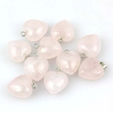 KFT Natural Rose Crystal Quartz Stone Heart Love Pendant Healing Amethyst Aquamarine Chakra Reiki Necklace Mother's Day Gifts