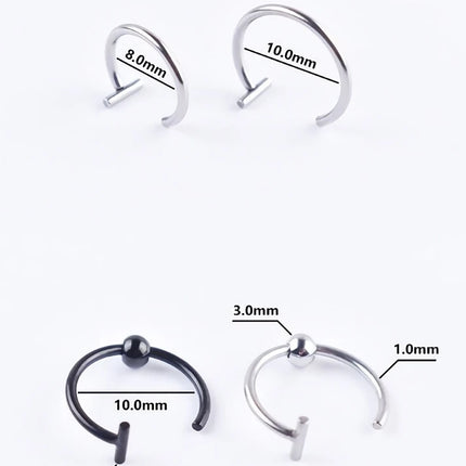 5PCS Punk Lips Rings Medical Titanium Steel Nose Ring Fake Nose Ring Septum Piercing Clip on Mouth Ring Fake Piercing Body Clip