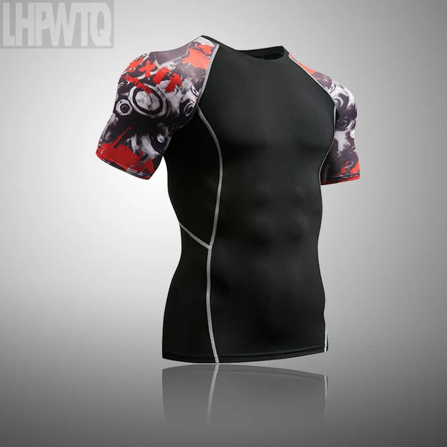 Men's Running Tights T-Shirt Compressed shirt Short sleeve t-shirt Top for fitness MMA rashguard Men Outdoor Sports track suit