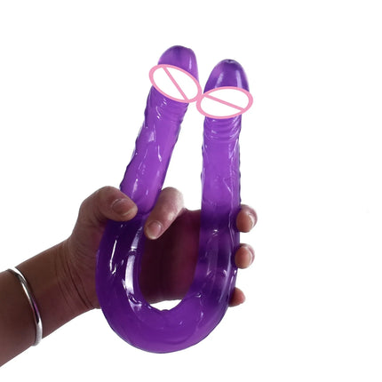 Double Head Dildo Long Jelly Realistic Dildo Double Ended Dildo Flexible Big Penis for Women Masturbator Sex Toys for Lesbian