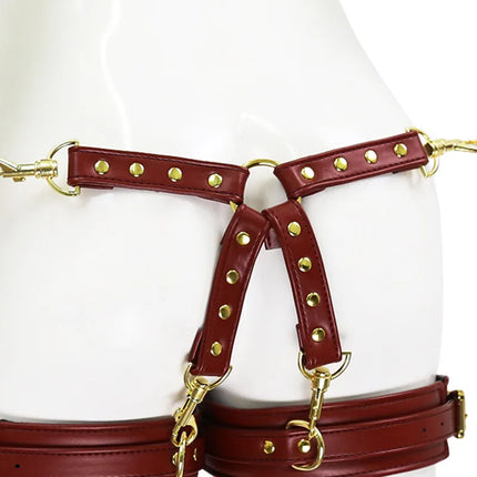 Thierry Four-end Metal Hook PU Leather Belt for Restraint Bondage Convenient Connection Lock Adult Sex Toys Sex Game Accessory