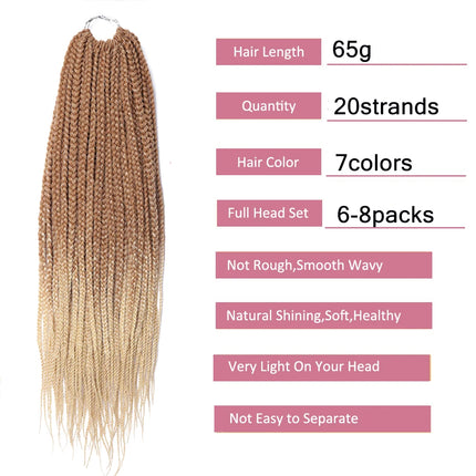 Box Braids Crochet Hair Ombre Synthetic Braiding Hair Extensions Crochet Braids Hair for African Braids Brown for Black Women