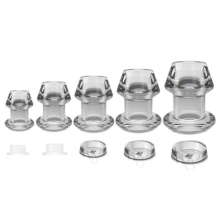 5 Sizes Hollow Anal Plug With Matched Stopper Enema Anal Expander Butt Plug Peep Vagina and Anus Dilation SM Sex Toys For Women