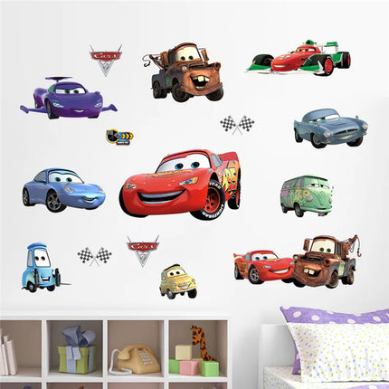 Disney Cartoon Car Lighting McQueen Wall Stickers For Kids Room Home Bedroom PVC Decor Cartoon Movie Mural Art Decals