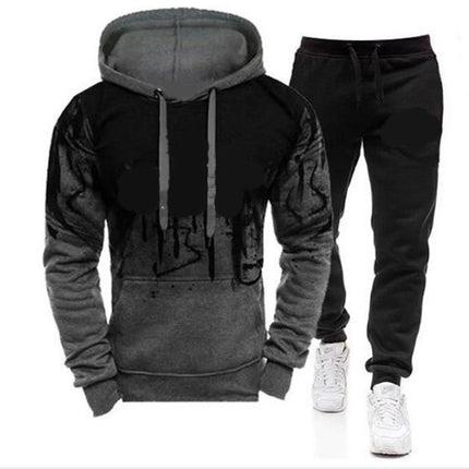 Men's Autumn Winter Tracksuit Zipper Hoodie and Pants 2 Piece Casual Sportswear Jogger Running Suit Fitness Sweatshirt Cardigian