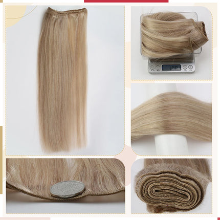 Moresoo Sew in Hair Extensions Weave Hair Human Bundles Machine Remy Hair 100 Gram Double Weft Soft Straight Human Hair Weft