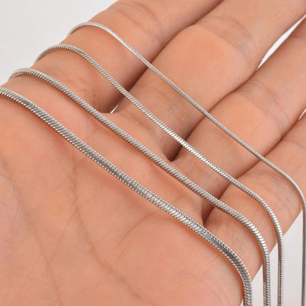 1pcs Square Snake Width 0.9/1.2/1.5/2.0mm Stainless Steel Chains Necklace 18'' 20" 22‘’Link Chain Jewelry Making jewelry