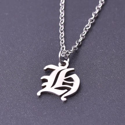 2pcs Stainless Steel Initial Necklace For Men Women Chain Old English Pendant 26 Letters Statement Necklaces Jewelry Couple Gift