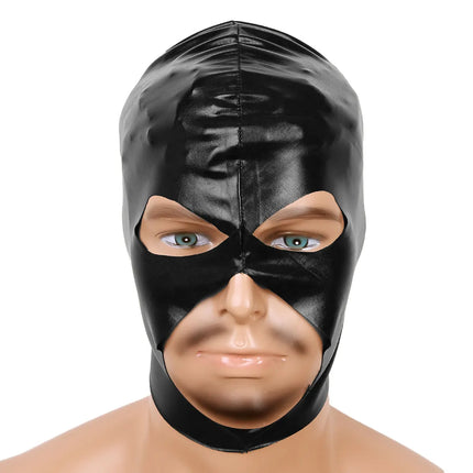 Women Mens Cosplay Face Mask Shiny Bronzing Cloth Open Mouth and Eye Glued Headgear Head Cover Couples Adult Products Sex Toys