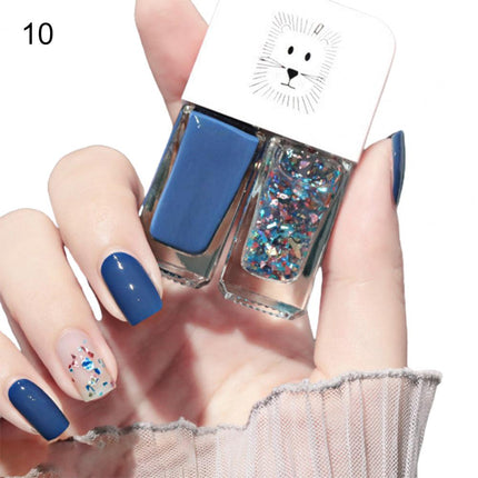 Manicure Water-based Bright Scrub Can Tear Gemini Nail Polish Two Bottles Set Twin Nail Polish Combination Glitter Nal Art Tools