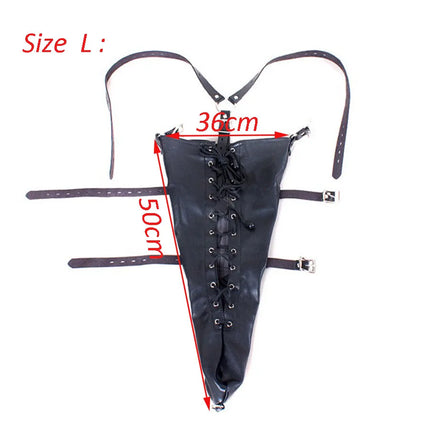 Behind Back Straight Jacket,BDSM Leather Over Shoulder ArmBinder,Adult Sex Bondage Kit Arm Binder Restraint Slave Lockable Glove