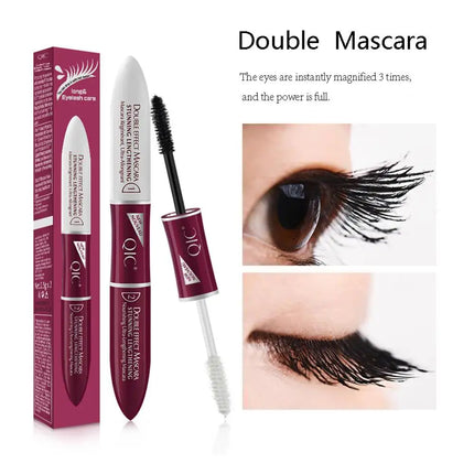 Double Head Lash Tint 4D Silk Fiber Makeup Mascara Eyelash Growth Liquid Long Thick Waterproof Long Lasting Natural Curling
