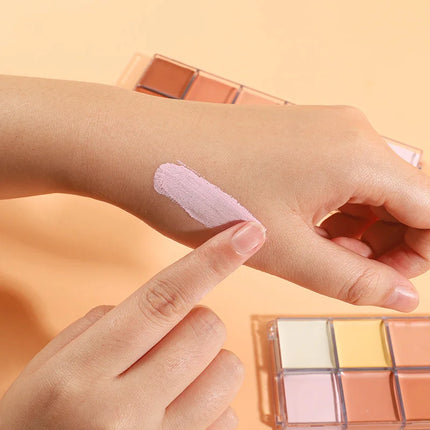 VERONNI 12Color Concealer Palette with Brush-Natural Cream Acne Spot Dark Circles Cover Face Foundation Brighten Cosmetic Makeup